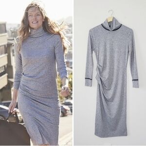 NWT Athleta Grey Turtleneck Ruched Midi Dress SP